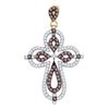Image 1 : 0.53 CTW Cognac-brown Colored Diamond Cross Pendant 10K Yellow Gold
