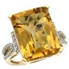 Image 1 : Natural 12.14 ctw Whisky-quartz & Diamond Engagement Ring 10K Yellow Gold - REF-49V2F