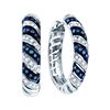 Image 1 : 0.5 CTW Blue Colored Diamond Horiztonal Stripe Lightweight Hoop Earrings 10K White Gold