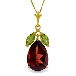 Genuine 6.5 ctw Garnet & Peridot Necklace Jewelry 14KT Yellow Gold - REF-42N2R