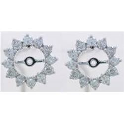 14K White Gold 0.67CTW Diamond Earring Jackets - REF-77N9A