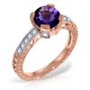 Image 1 : Genuine 1.80 ctw Amethyst & Diamond Ring Jewelry 14KT Rose Gold - REF-98R3P
