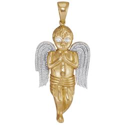 0.6 CTW Mens Natural Diamond Angel Cherub Charm Pendant 10K Yellow Gold