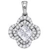 Image 1 : 0.75 CTW Princess Natural Diamond Cluster Pendant 14K White Gold