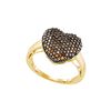 Image 1 : 0.6 CTW Cognac-brown Colored Diamond Heart Love Ring 10K Yellow Gold