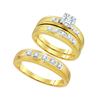 Image 1 : 0.28 CTW Diamond Mens Matching Trio Bridal Ring 10K Yellow Gold