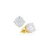 Image 1 : 0.25 CTW Princess Natural Diamond Cluster Screwback Stud Fine Earrings 14K Yellow Gold