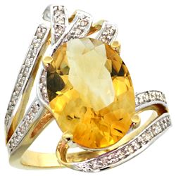 Natural 5.76 ctw citrine & Diamond Engagement Ring 14K Yellow Gold - REF-92Z7Y