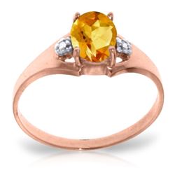 Genuine 0.76 ctw Citrine & Diamond Ring Jewelry 14KT Rose Gold - REF-20R8P