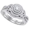 Image 1 : 0.5 CTW Natural Diamond Concentric Bridal Engagement Ring 10K White Gold