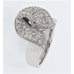 Twist Pave-set Diamond Ring in 18K White Gold - REF-255K2R