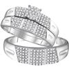 Image 1 : 0.5 CTW His & Hers Natural Diamond Cluster Matching Bridal Ring 10K White Gold