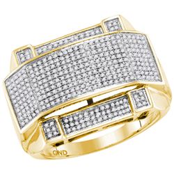 0.63 CTW Mens Natural Diamond Arched Rectangle Cluster Ring 10K Yellow Gold