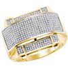 Image 1 : 0.63 CTW Mens Natural Diamond Arched Rectangle Cluster Ring 10K Yellow Gold