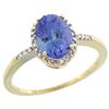 Image 1 : Natural 1.33 ctw Tanzanite & Diamond Engagement Ring 10K Yellow Gold - REF-39H7W