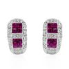 Image 1 : 18KWhite Gold 2.1 CTW Ruby & Diamond Earring - REF-145W7H