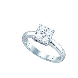 0.16 CTW Natural Diamond Cluster Bridal Engagement Ring 18K White Gold