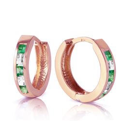 Genuine 1.26 ctw Emerald & White Topaz Earrings Jewelry 14KT Rose Gold - REF-43T4A