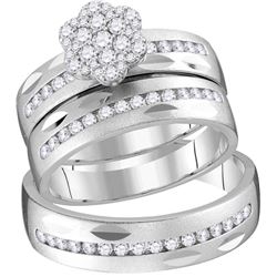 0.76 CTW His & Hers Natural Diamond Matching Bridal Ring 14K White Gold