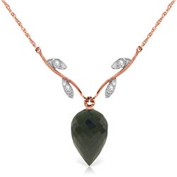 Genuine 12.27 ctw Black Spinel & Diamond Necklace Jewelry 14KT Rose Gold - REF-35A2K