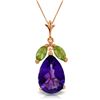 Image 1 : Genuine 6.5 ctw Amethyst & Peridot Necklace Jewelry 14KT Rose Gold - REF-38Z2N