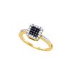 Image 1 : 0.35 CTW Black Colored Diamond Square Halo Cluster Fine Slender Fine Ring 10K Yellow Gold