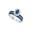 Image 1 : 0.5 CTW Blue Colored Diamond Cluster Bridal Engagement Ring 10K White Gold
