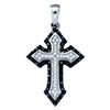 Image 1 : 0.2 CTW Black Colored Natural Diamond Cross Crucifix Christian Pendant 10K White Gold