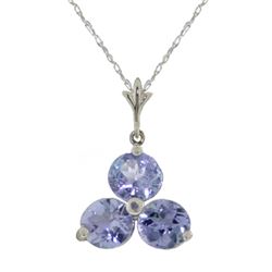 Genuine 0.75 ctw Tanzanite Necklace Jewelry 14KT White Gold - REF-23N2R