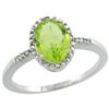 Image 1 : Natural 1.39 ctw Peridot & Diamond Engagement Ring 14K White Gold - REF-23F7N