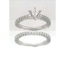 14K White Gold 0.86CTW Diamond Wedding Ring Set - REF-95N5A