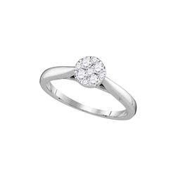 0.25 CTW Natural Diamond Cluster Bridal Engagement Ring 14K White Gold