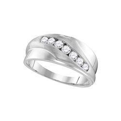 0.5 CTW Mens Natural Diamond Band Anniversary Ring 10K White Gold