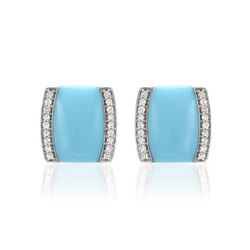 14KWhite Gold 5.37CTW Turquoise & Diamond Earring - REF-103Y5X