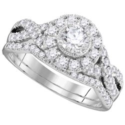 0.99 CTW Natural Diamond Bridal Engagement Ring 14K White Gold