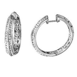 14K White Gold 3.87CTW Diamond Hoop Earring - REF-316N4A