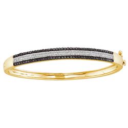1.40 CTW Black Colored Diamond Bangle Bracelet 14K Yellow Gold