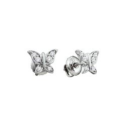 0.1 CTW Natural Diamond Small Butterfly Bug Screwback Stud Earrings 14K White Gold