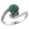 Image 1 : Natural 2.42 ctw malachite & Diamond Engagement Ring 14K White Gold - REF-51K4R