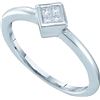 Image 1 : 0.1 CTW Princess Natural Diamond Slender Small Bridal Ring 14K White Gold