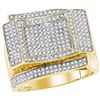 Image 1 : 0.89 CTW Mens Natural Diamond Square Cluster Contoured Ring 10K Yellow Gold