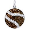 Image 1 : 0.75 CTW Cognac-brown Colored Diamond Circle Cluster Pendant 10K White Gold