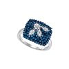 Image 1 : 1 CTW Blue Colored Diamond Square Cluster Ring 10K White Gold