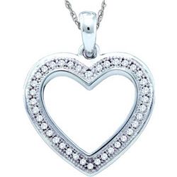 0.1 CTW Natural Diamond Heart Love Pendant 10K White Gold