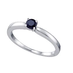 0.25 CTW Black Colored Diamond Solitaire Bridal Engagement Ring 10K White Gold