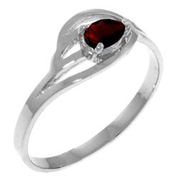 Genuine 0.30 CTW Garnet Ring Jewelry 14KT White Gold - REF-30N5R