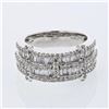 Image 1 : 5-row Baguette & Round Diamond Band in 14K White Gold - REF-183R6K