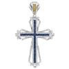 Image 1 : 1.56 CTW Mens Blue & Yellow Colored Diamond Cross Charm Pendant 10K White Gold