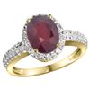 Image 1 : Natural 2.3 ctw Ruby & Diamond Engagement Ring 14K Yellow Gold - REF-64X7A