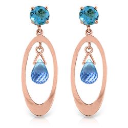 Genuine 2.4 ctw Blue Topaz Earrings Jewelry 14KT Rose Gold - REF-39H3X